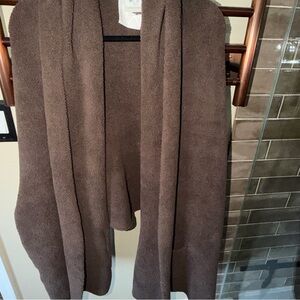 Barefoot Dreams Chocolate Brown Plush Open-Front Cardigan